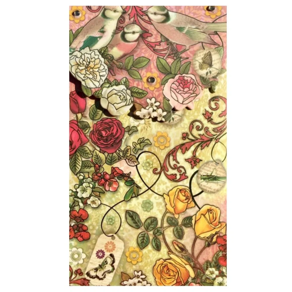 Punch Studio Long Notepad: Rose and Bird Botanical (93426)